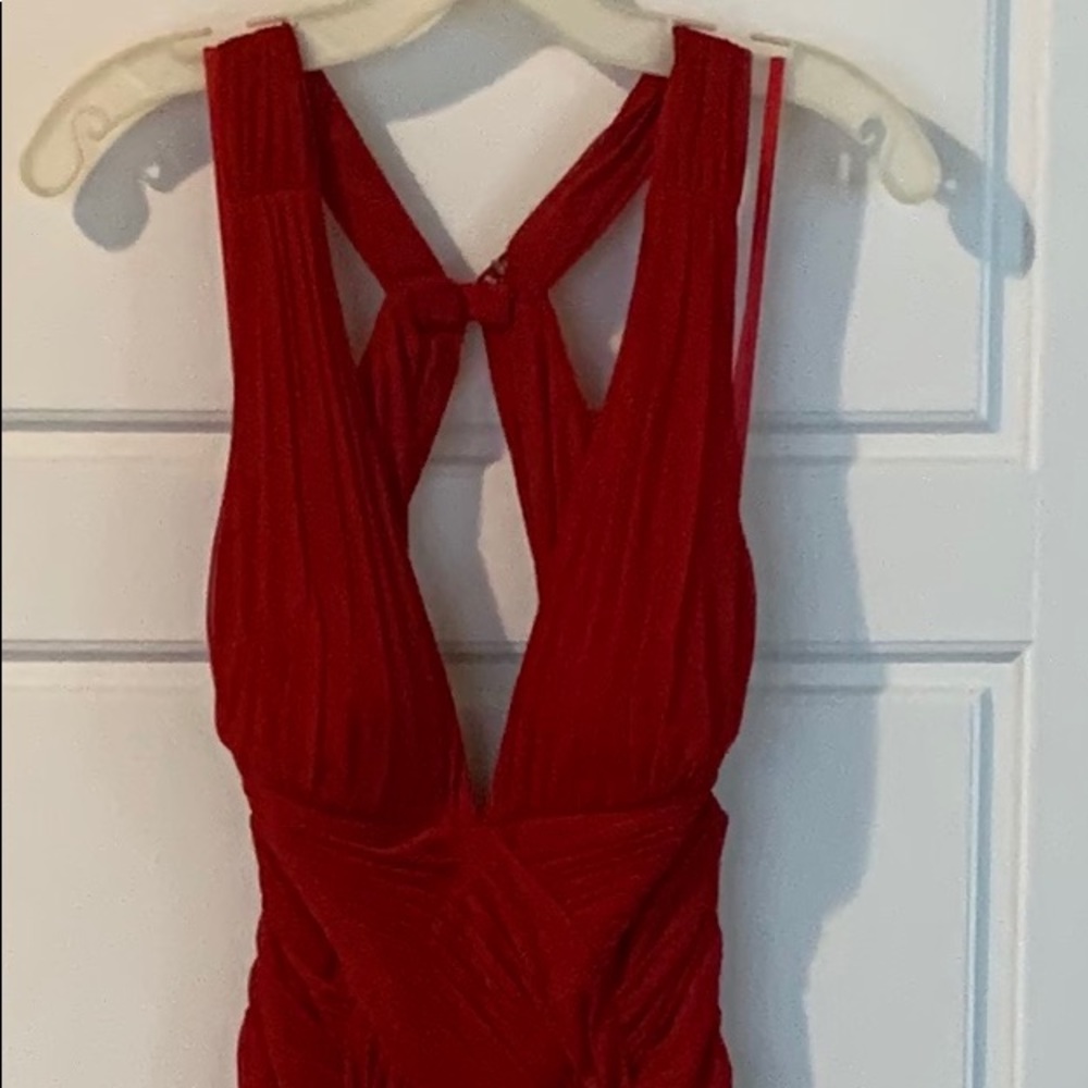 Red formal ruched dress